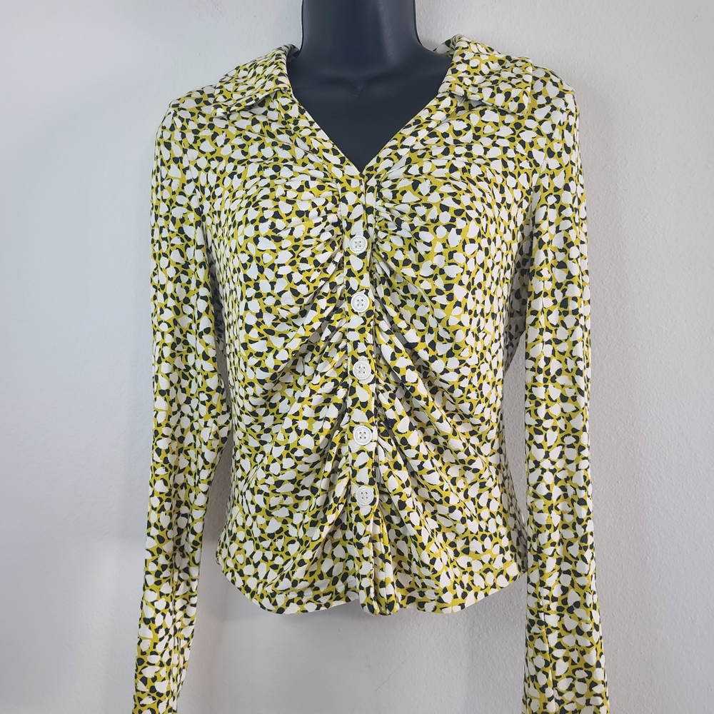 Maeve Green and White Button-Down Shirt Please Read Description For Sizing